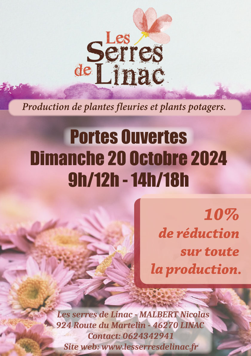 Portes ouvertes Dimanche 20 Octobre 2024 9h/12h - 14h/18h - 10% de réduction sur toute la production